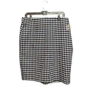Talbots Haberdasher Tweed Pencil Skirt Black Ivory 12P Fully Lined Womens NWT